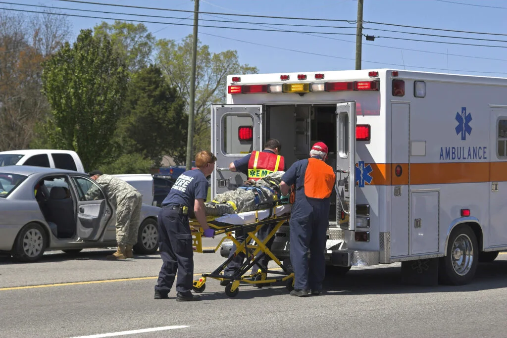 Car accident scene with legal insights from Constantinou & Burkert Accident Injury Lawyers in Durham NC about medical expenses